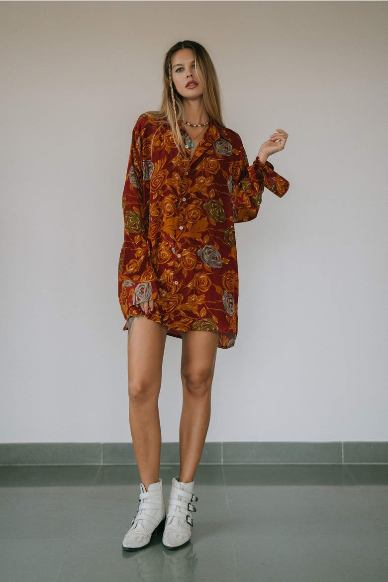 Boyfriend Shirt Merlin, Alternate, color, Brick Rose