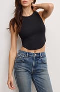 Good American Lightweight Crop Stretch Cotton Rib Racer Tank
