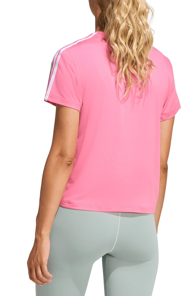adidas Essentials 3-Stripes Performance T-Shirt, Alternate, color, Pink Fusion