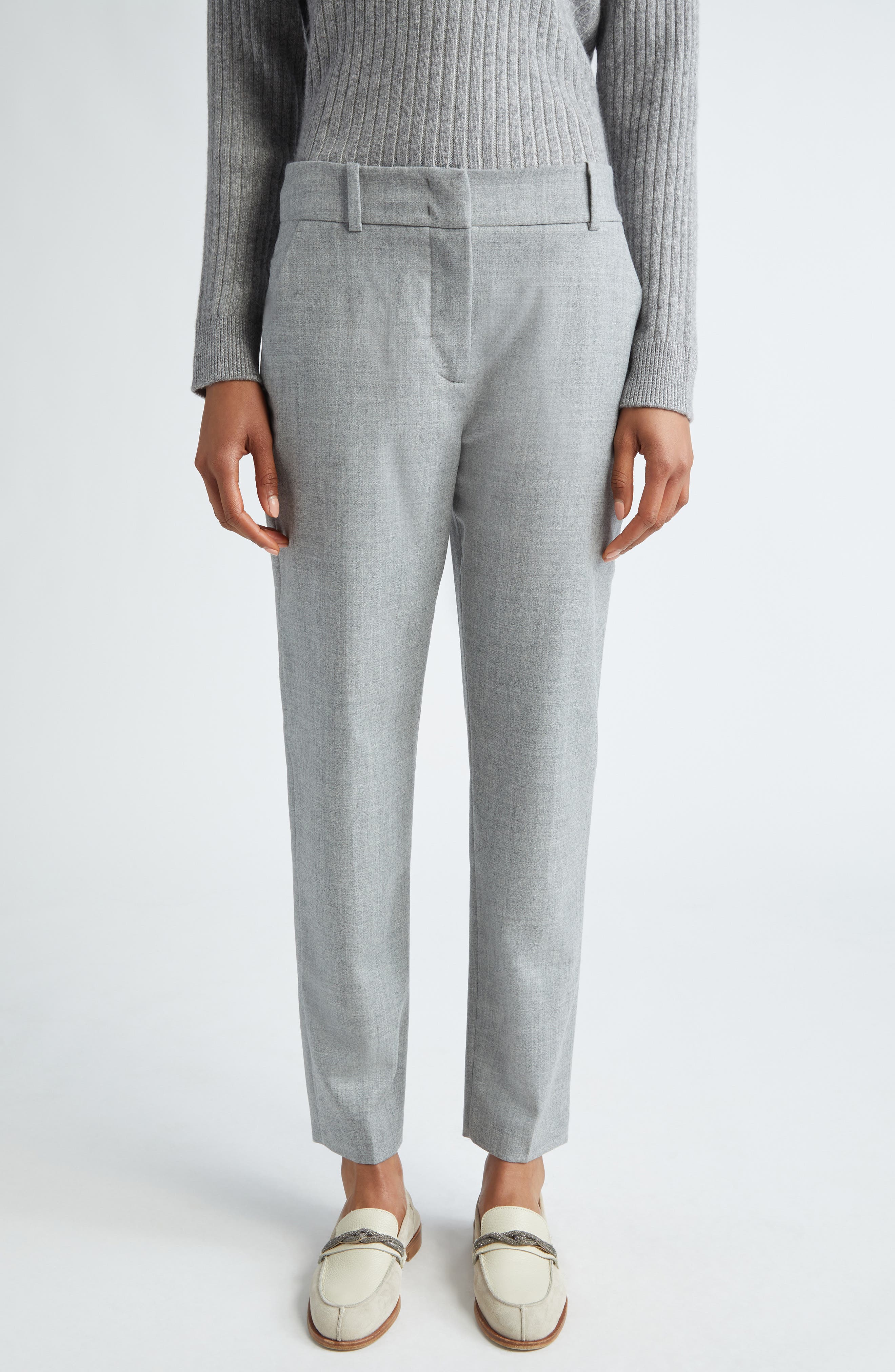 Tapered Virgin Wool Blend Pants