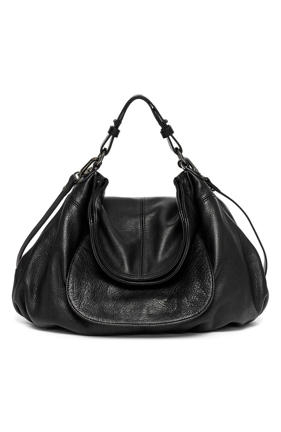 'Havana 2.0' Leather Hobo, Main, color, BLACK