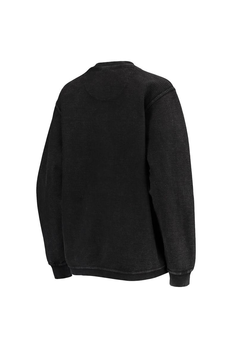 Women's Pressbox Black Texas Longhorns Comfy Cord Vintage Wash Basic Arch Pullover Sweatshirt, Alternate, color, Black