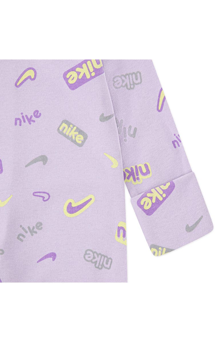 Nike Logo Print Zip Footie, Alternate, color, Doll