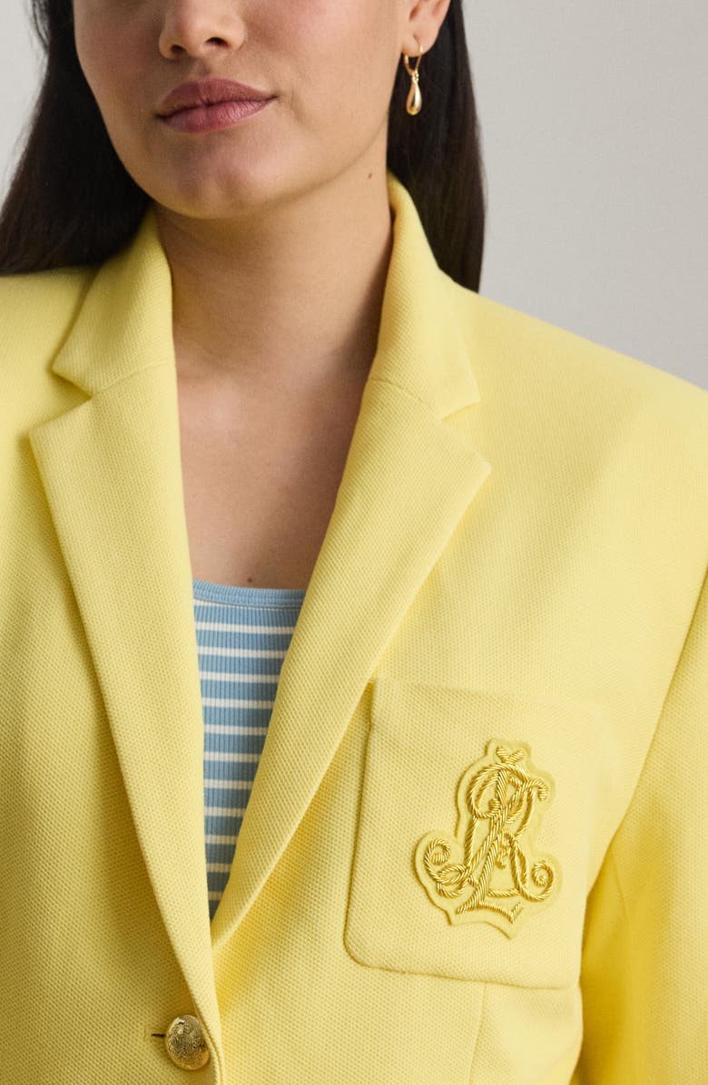 Lauren Ralph Lauren Logo Appliqué Blazer, Alternate, color, Lemon Sorbet Yellow