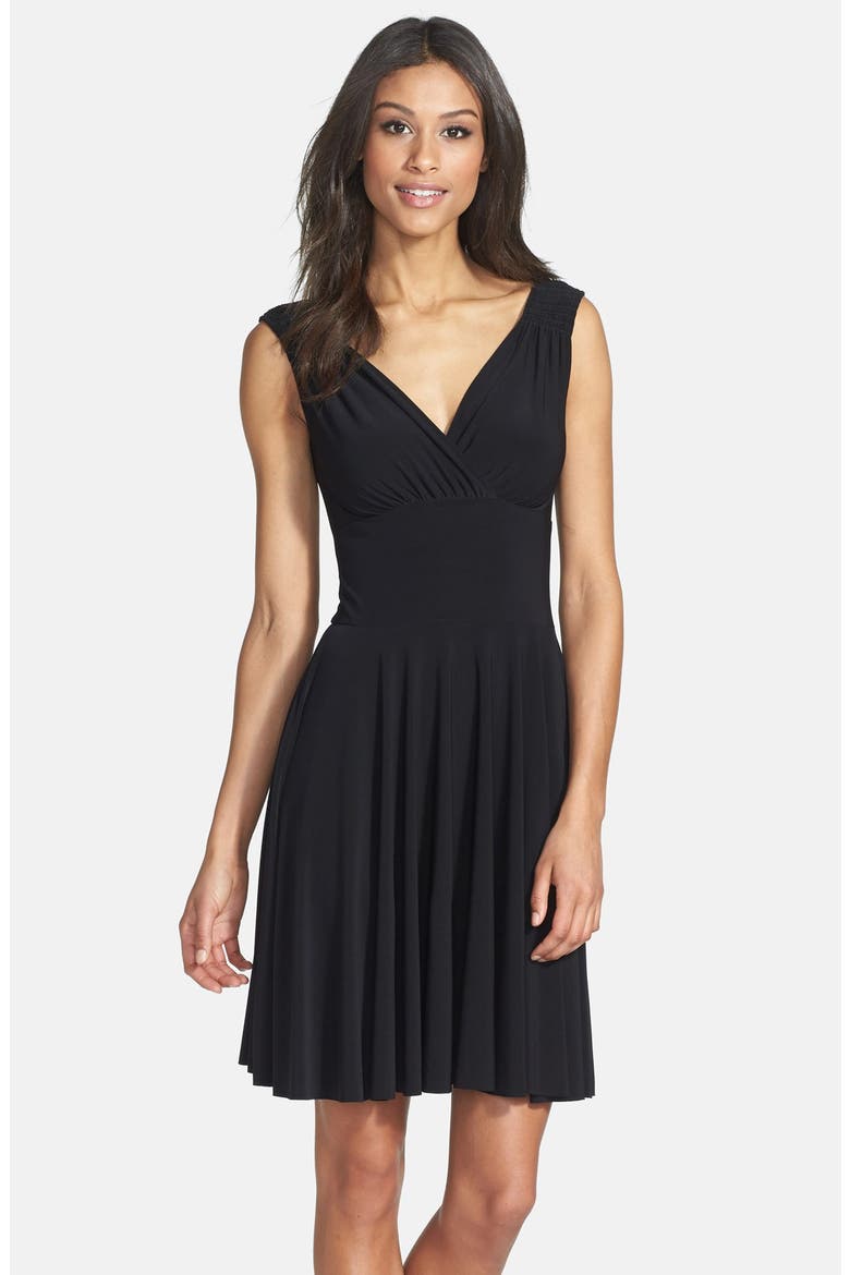 'Tara' Jersey Fit & Flare Dress, Main, color, BLACK