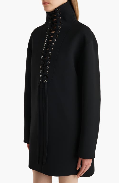 Khaite Lee Lace-up Long Sleeve Double Face Crepe Dress In Black
