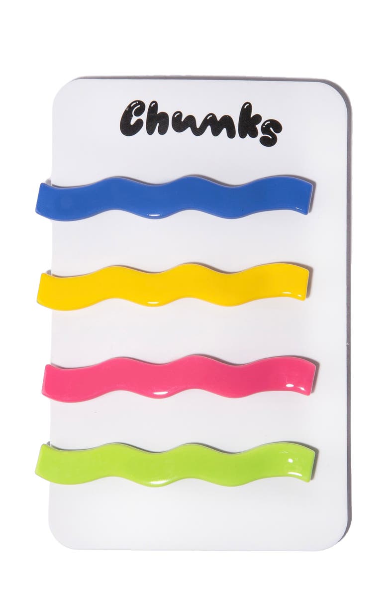 Chunks Shannons Waves Assorted 4-Pack Slide Barrettes, Alternate, color, Green Multi