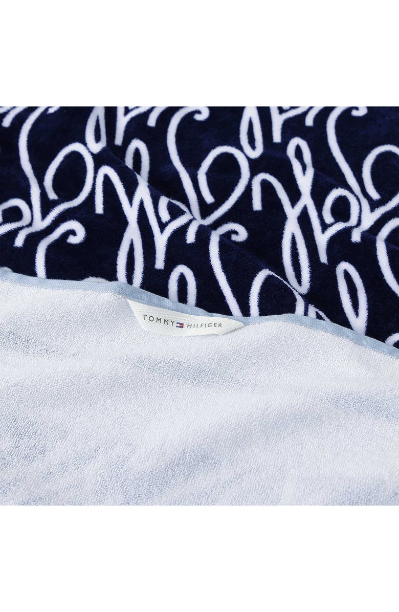 Tommy Hilfiger Allover Monogram Beach Towel, Alternate, color, Navy Multi