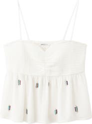 MANGO TEEN Beaded Detail Smocked Viscose Top