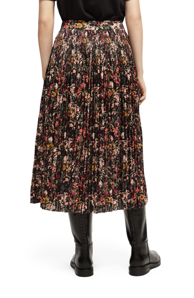 Scotch & Soda Floral Pleated Midi Skirt, Alternate, color,