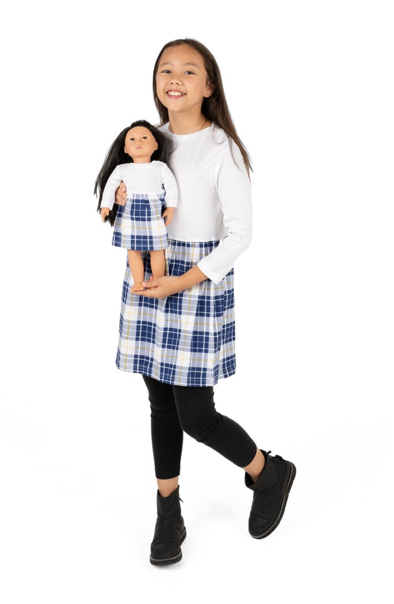 Leveret Girls Skirt Dress with Matching Doll Dress, 100% Cotton, Main, color, White