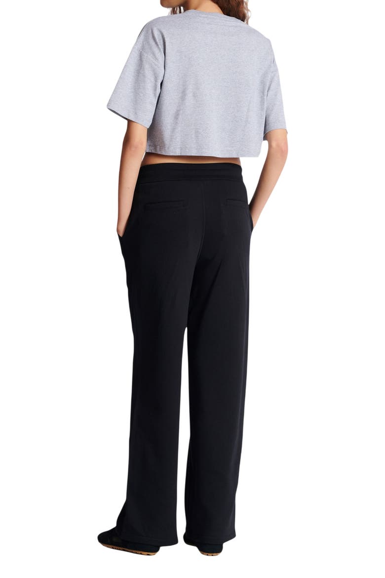Boxy Cropped T-Shirt with Balmain Print, Alternate, color, grey