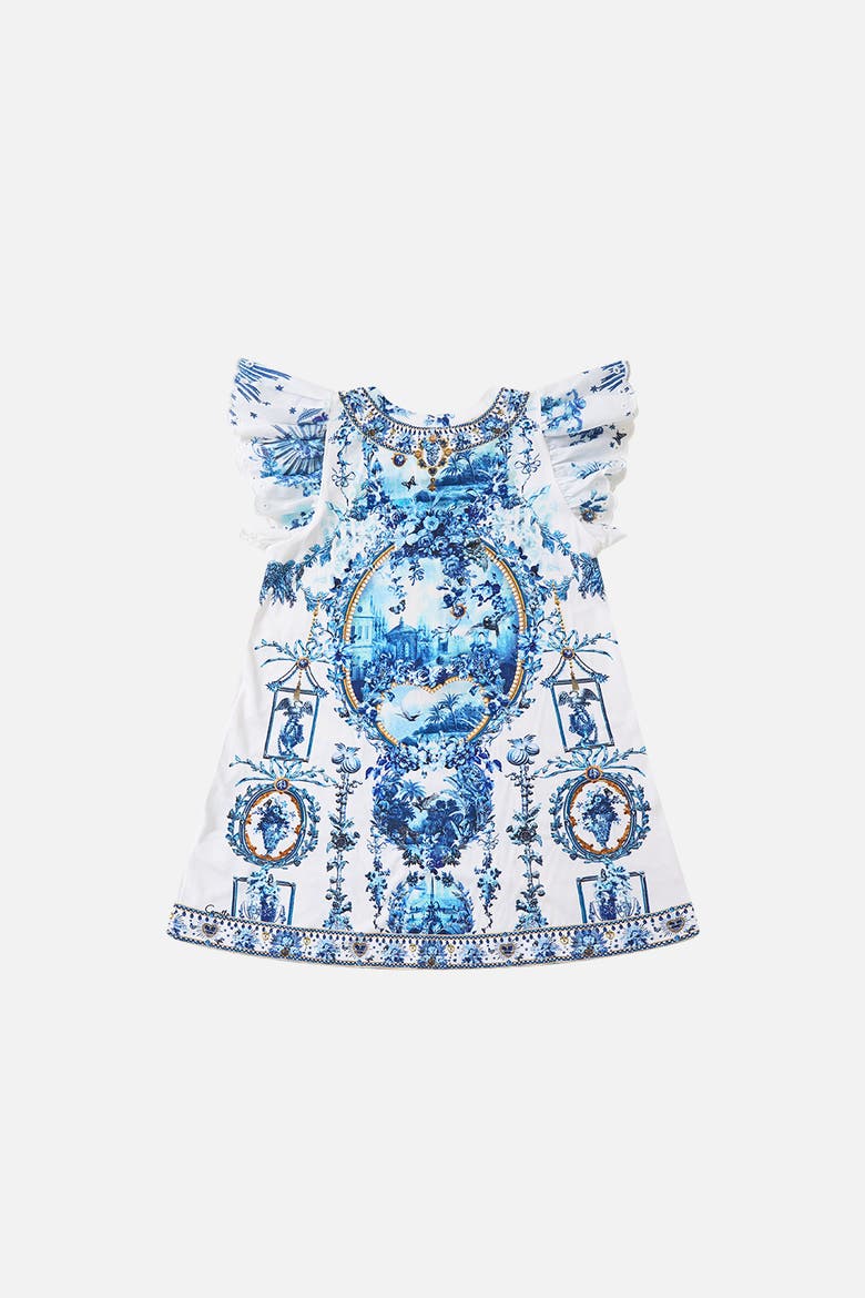 Kids Embroidered Sleeve Tee Dress, Alternate, color, The Porcelain Parlour
