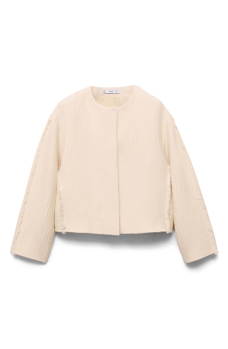 MANGO Oversize Fringe Cotton Jacket, Alternate, color, Sand