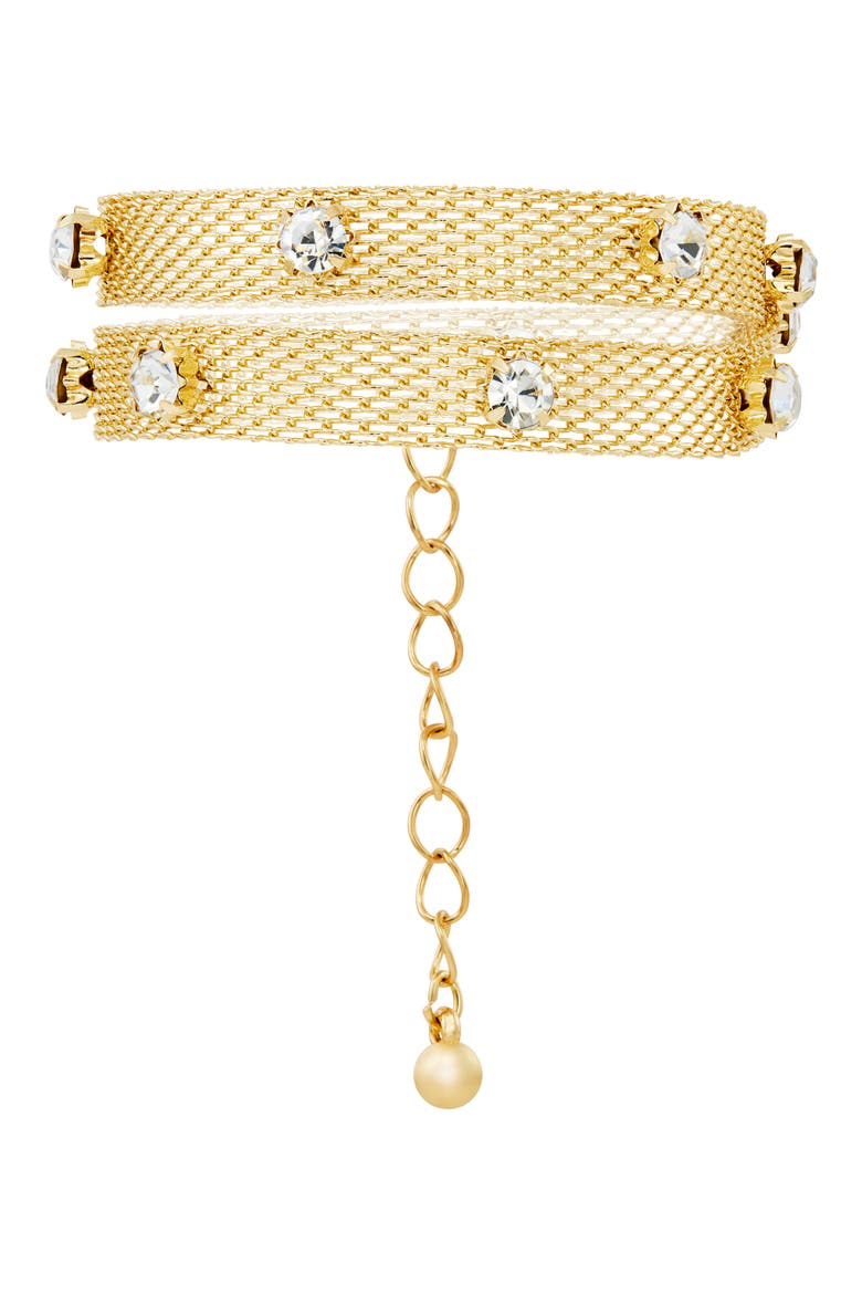 Cubic Zirconia Mesh Chain Double Wrap Bracelet, Main, color, GOLD