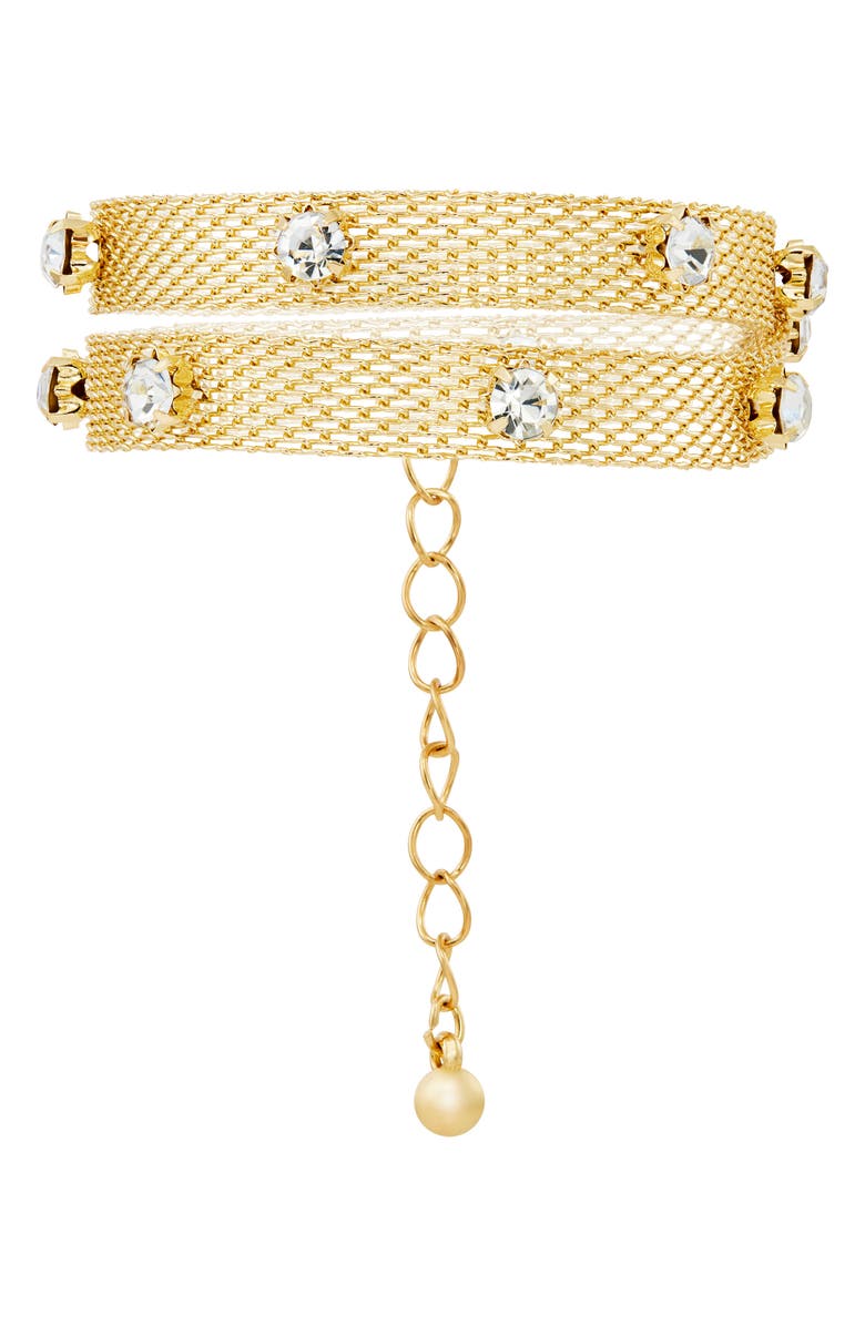 SAVVY CIE JEWELS Cubic Zirconia Mesh Chain Double Wrap Bracelet, Main, color, 