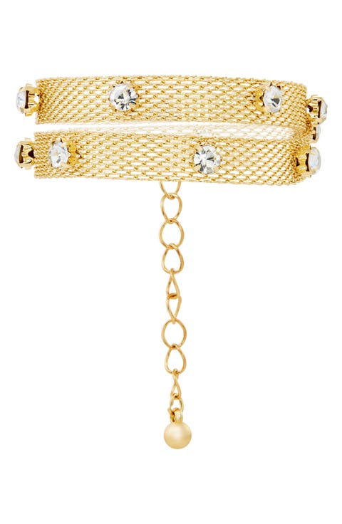 Cubic Zirconia Mesh Chain Double Wrap Bracelet