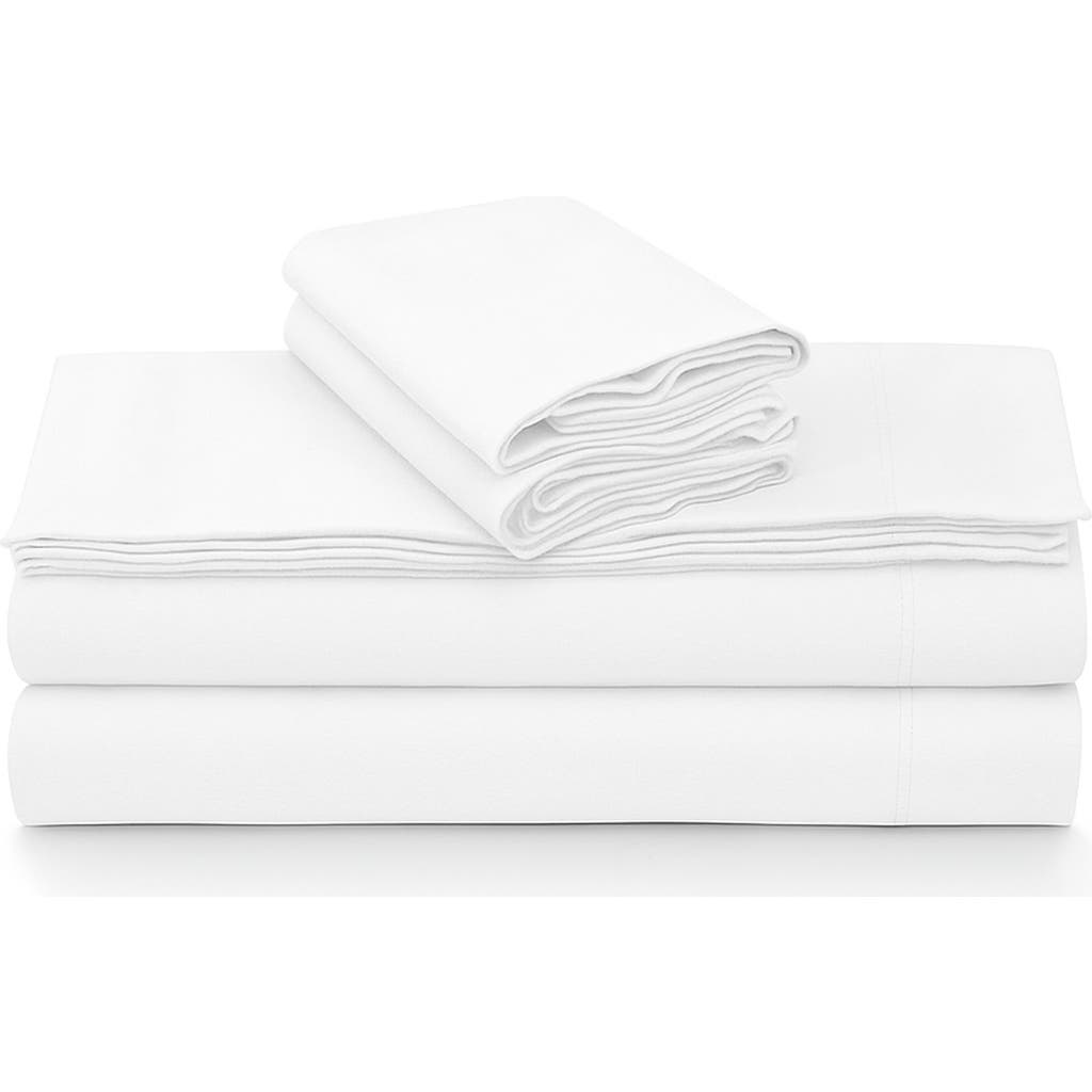 Azores Home Solid Cotton Flannel Sheet Set In White