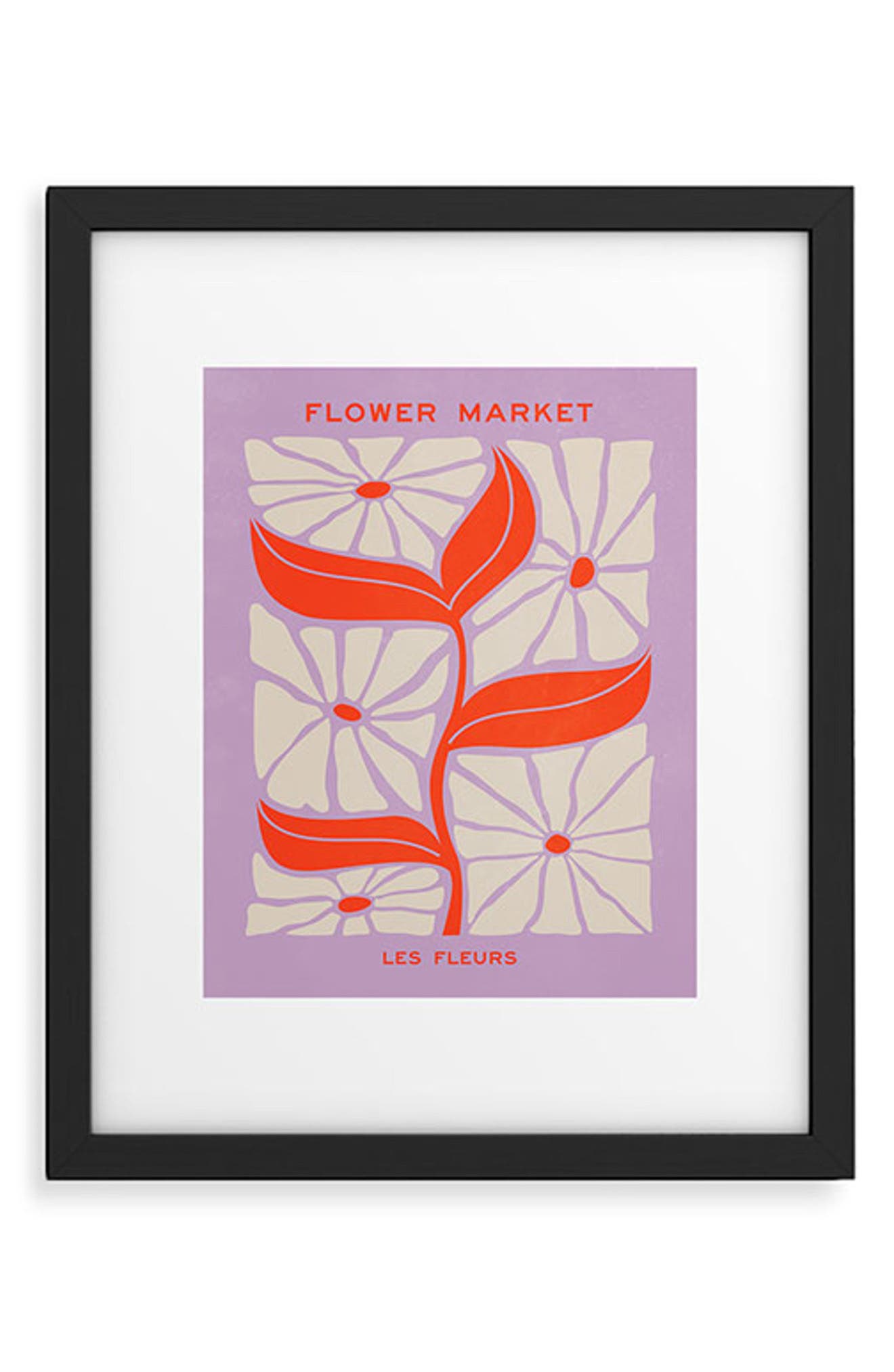 Deny Designs 'Plum Flamingo Les Fleurs' by Ayeyokp Framed Wall Art