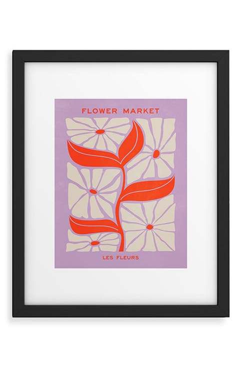 'Plum Flamingo Les Fleurs' by Ayeyokp Framed Wall Art