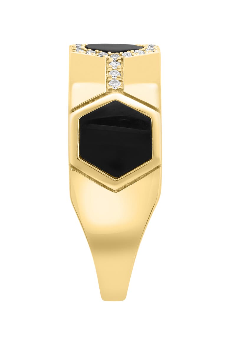 14K Yellow Gold Onyx & Diamond Ring, Alternate, color, BLACK