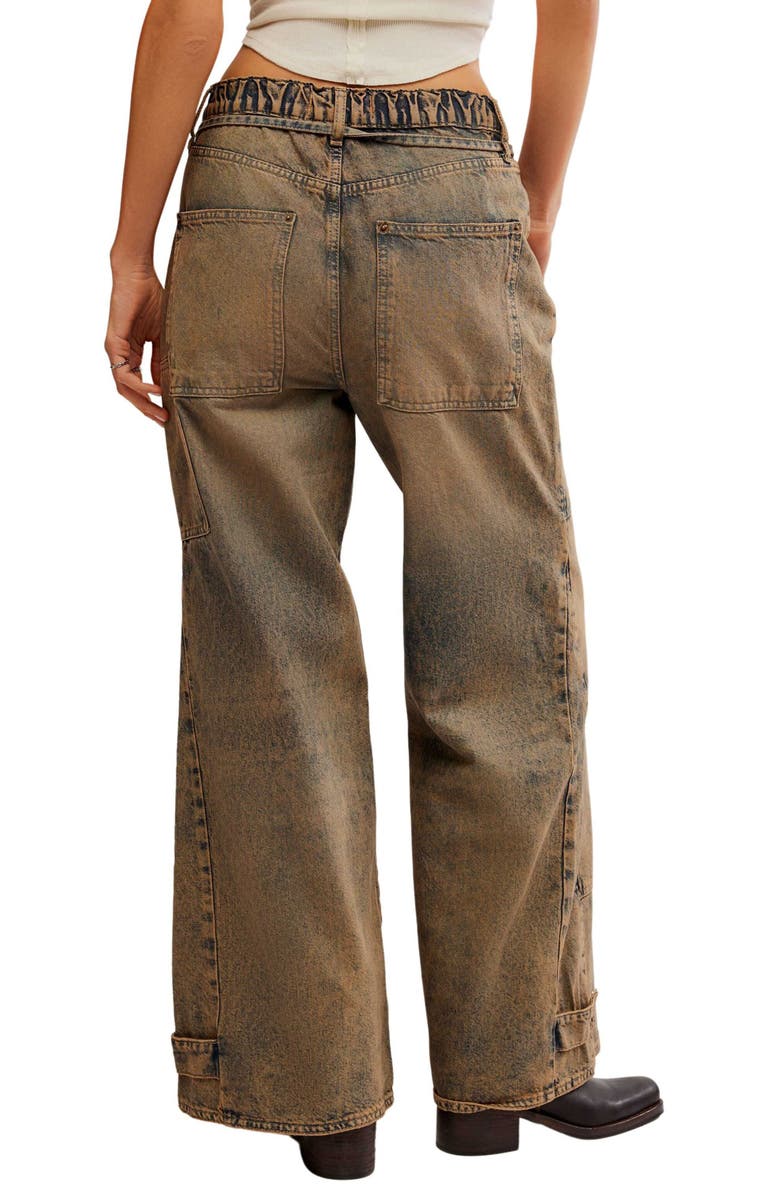 Free People Curvy Outlaw Wide Leg Cargo Jeans, Alternate, color, 