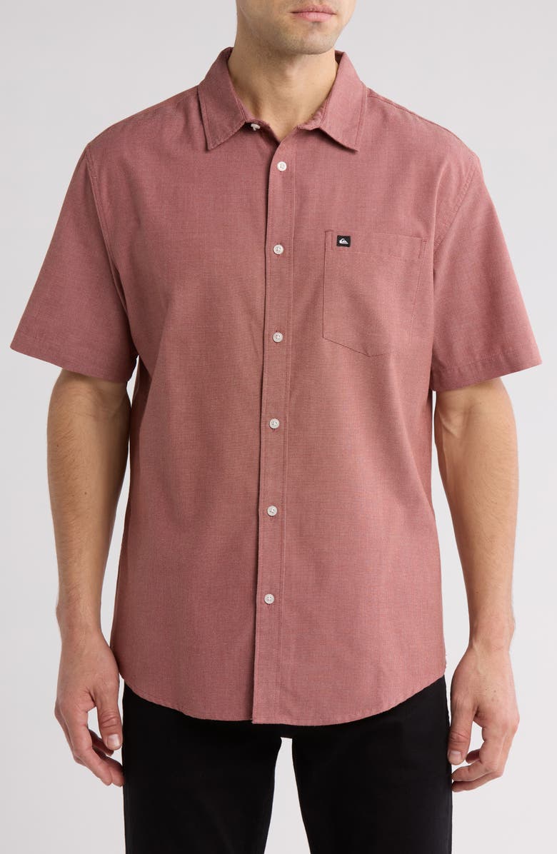 Quiksilver Shoreline Classic Short Sleeve Cotton Button-Up Shirt, Main, color, 