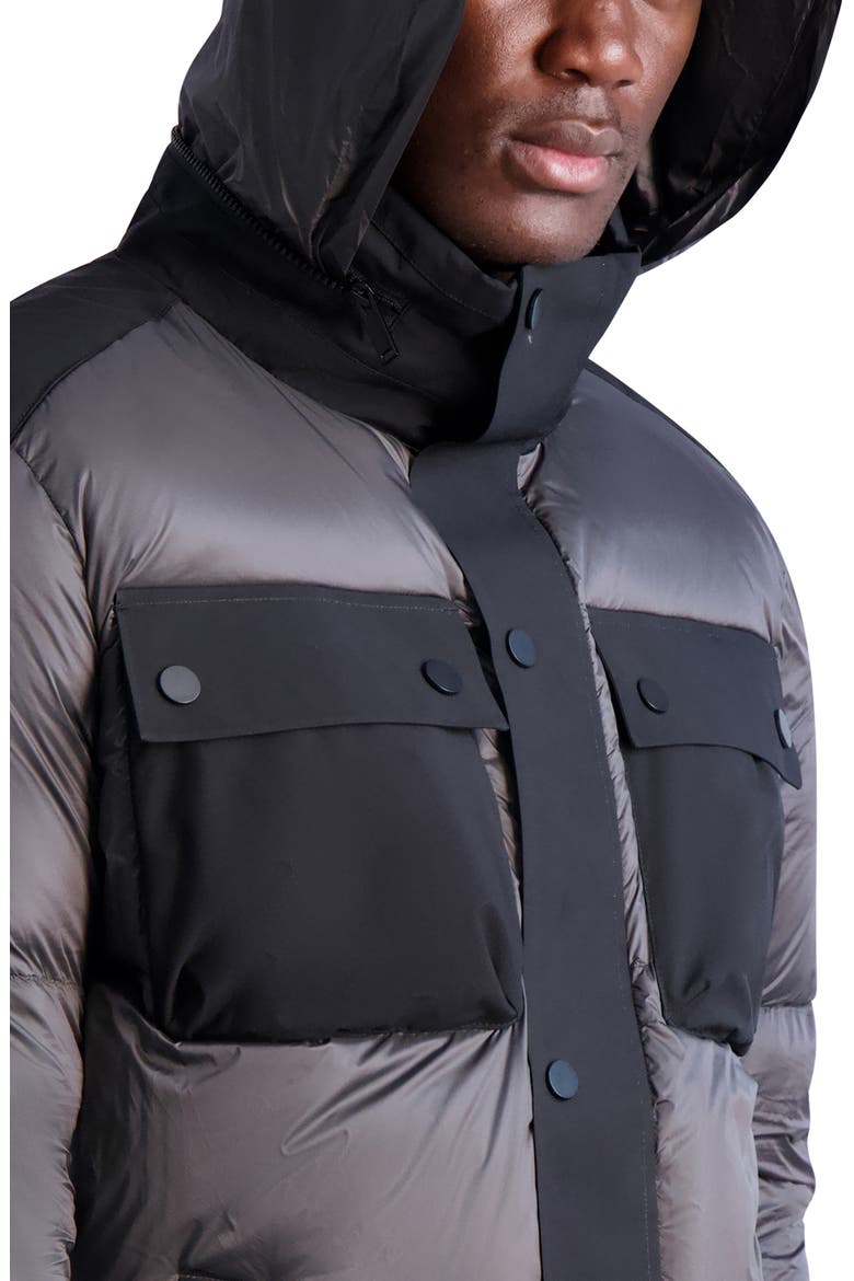 Mixed Media Quilted Coat, Alternate, color, GREY