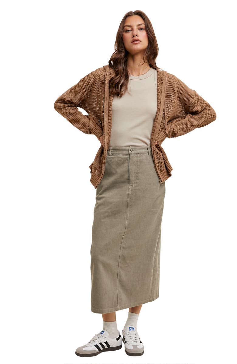 WISHLIST Corduroy Midi Skirt, Alternate, color, Stone