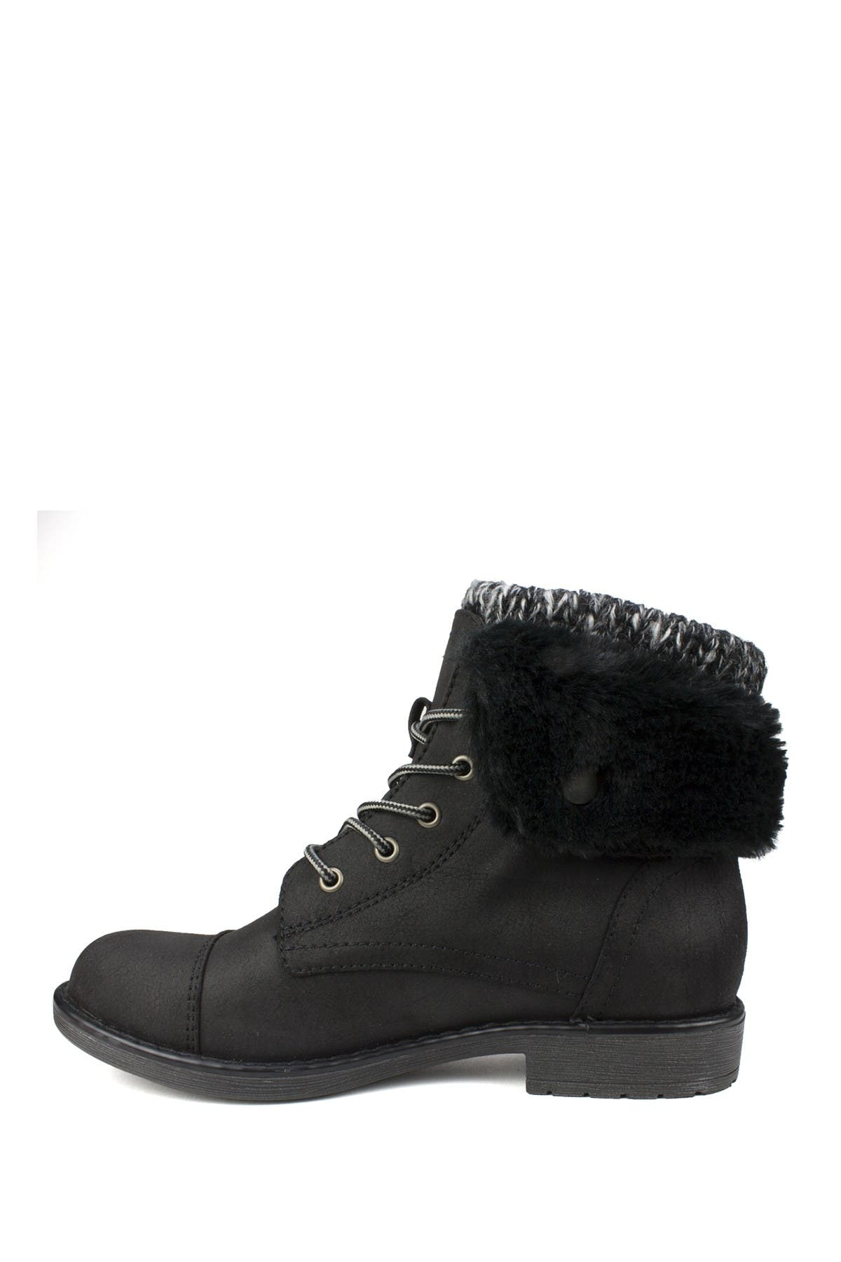 CLIFFS BY WHITE MOUNTAIN Duena Faux Shearling Trimmed Hiking Boot, Alternate, color, Blackmulti/Fabric