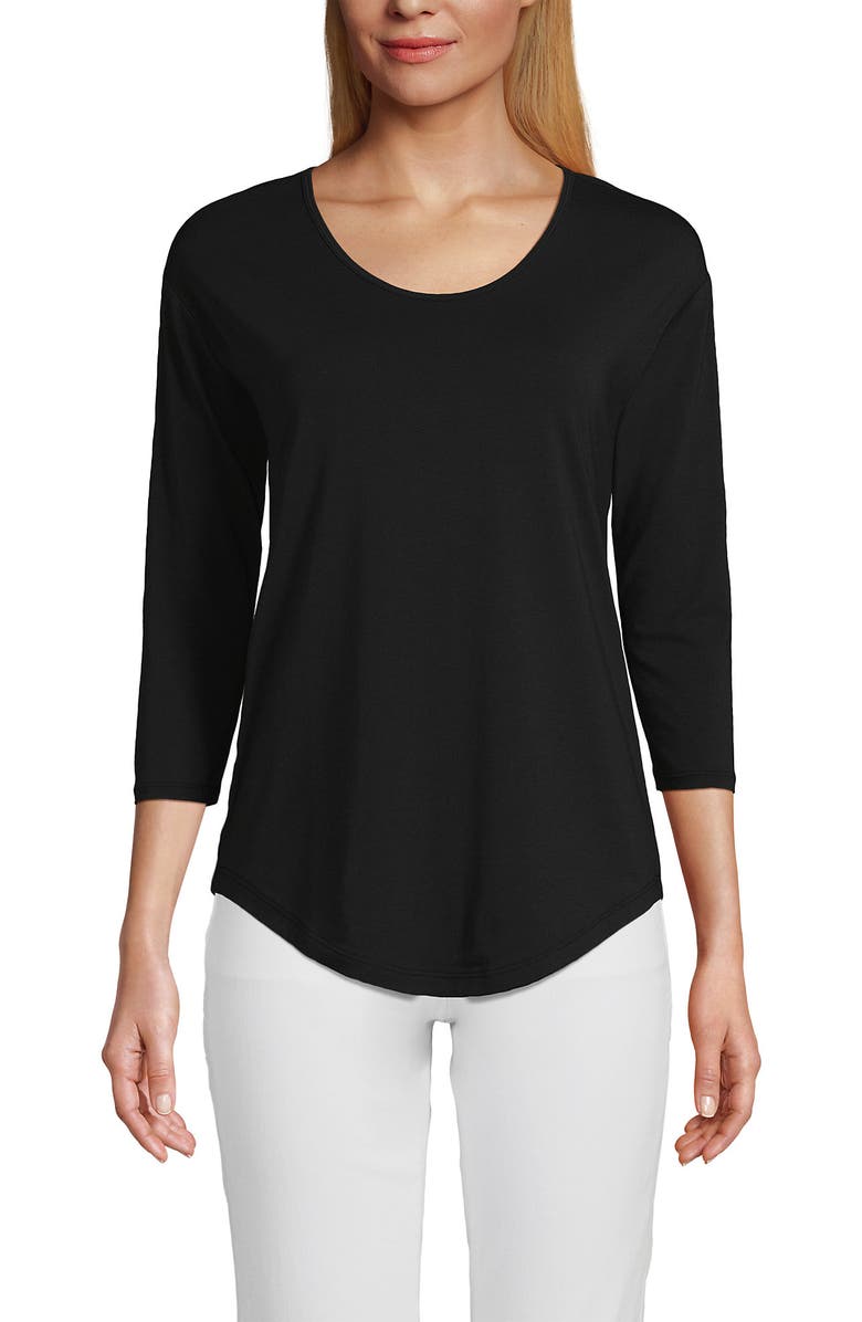 Lands
 End 3/4 Sleeve Lightweight Jersey U-Neck Tunic, Main, color, 