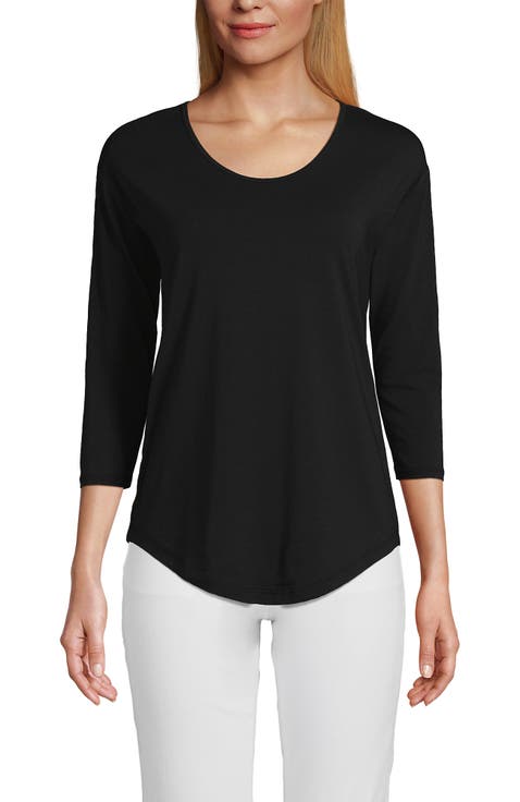 3/4 Sleeve Lightweight Jersey U-Neck Tunic