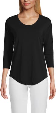 Lands' End Plus Size 3/4 Sleeve Lightweight Jersey Shirttail Tee