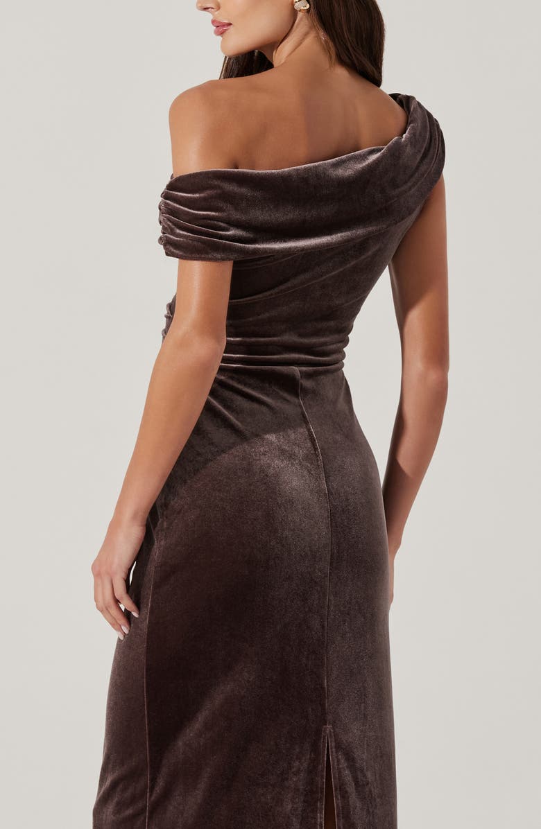 ASTR the Label One-Shoulder Velvet Midi Dress, Alternate, color, Taupe