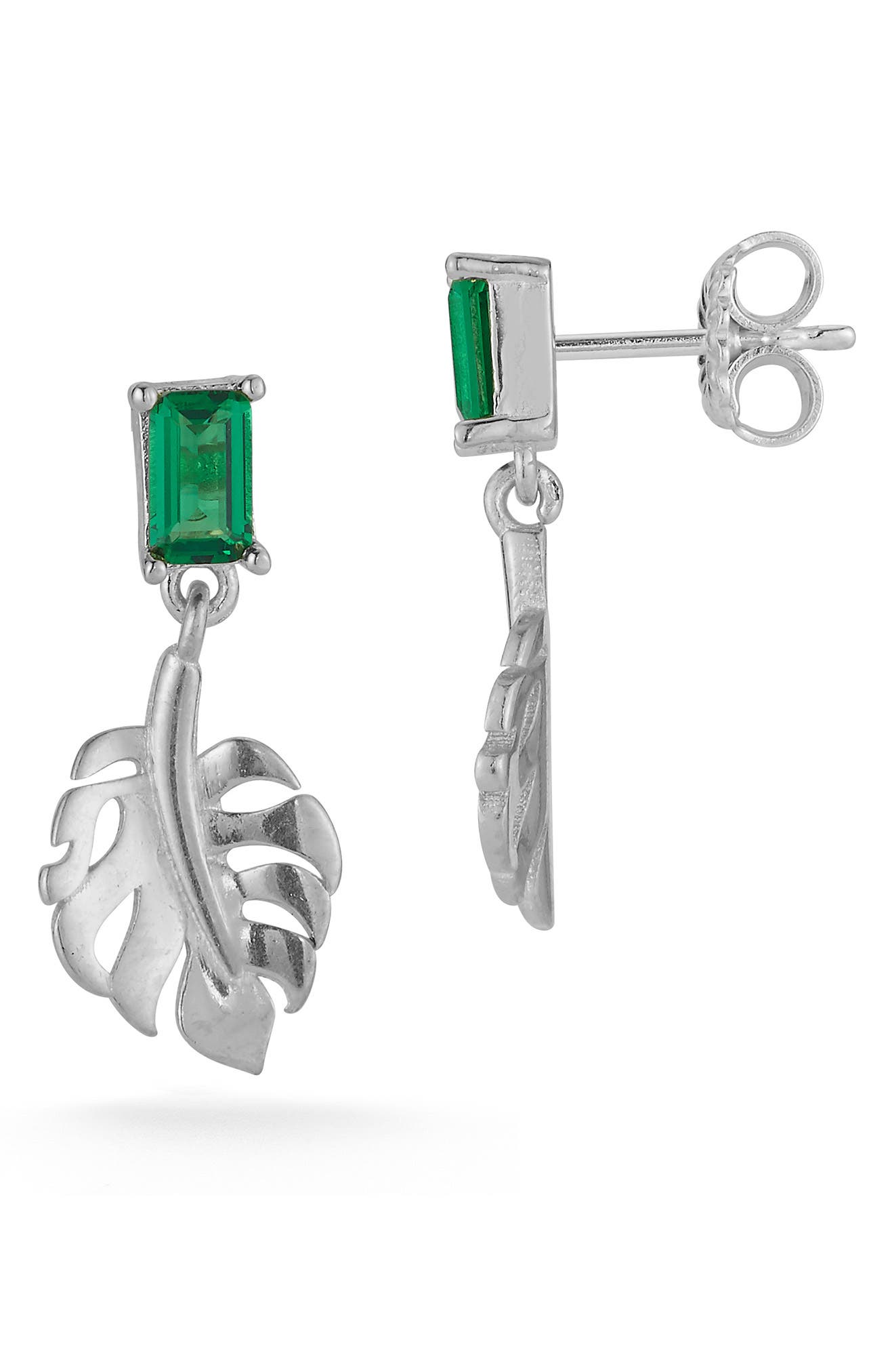 Cubic Zirconia Leaf Drop Earrings