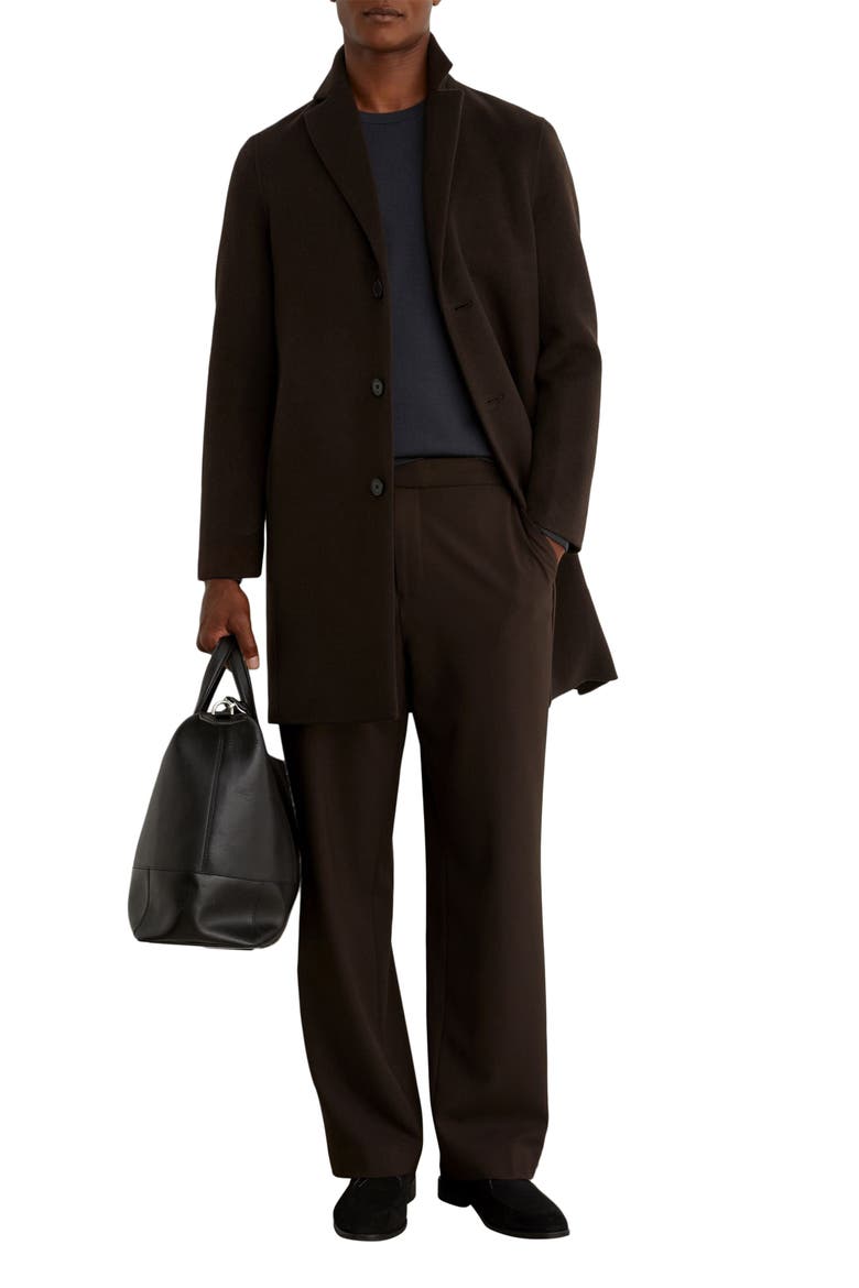 Knight Wool Blend Epsom Coat, Alternate, color, DARK BROWN