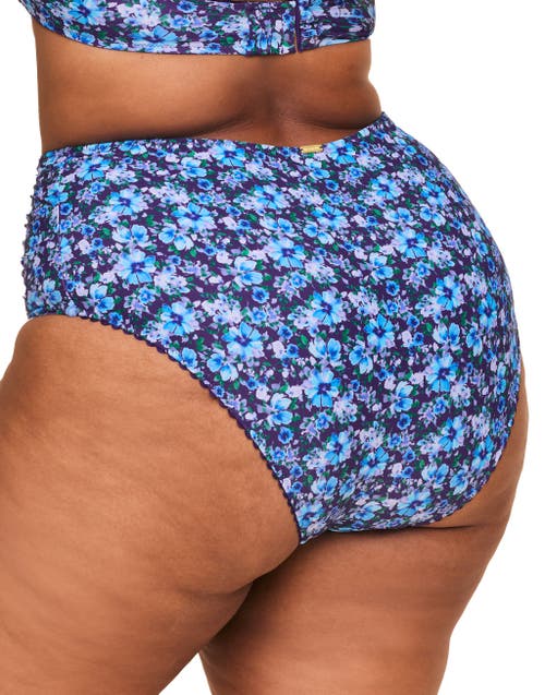 Shop Adore Me Pilar Swimwear High Waisted Bikini Bottom In Floral Purple