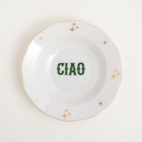 Emet Porcelain Supplate With Gold Rim 9 In