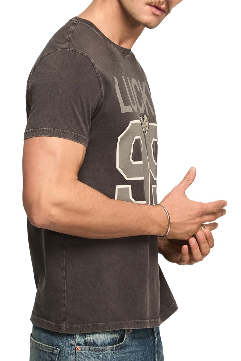 Lucky Dice Football Embroidered Graphic T-Shirt, Alternate, color, JET BLACK