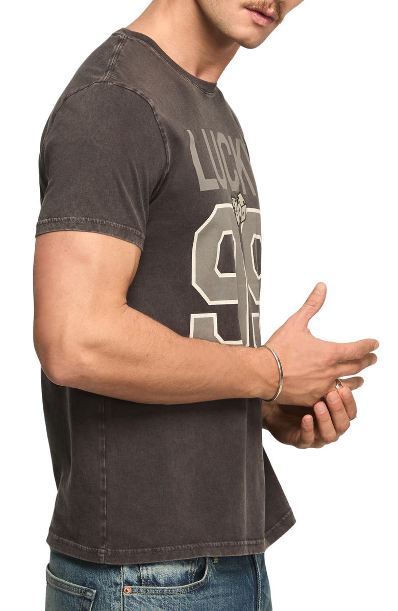 Lucky Brand Lucky Dice Football Embroidered Graphic T-Shirt, Alternate, color, Jet Black