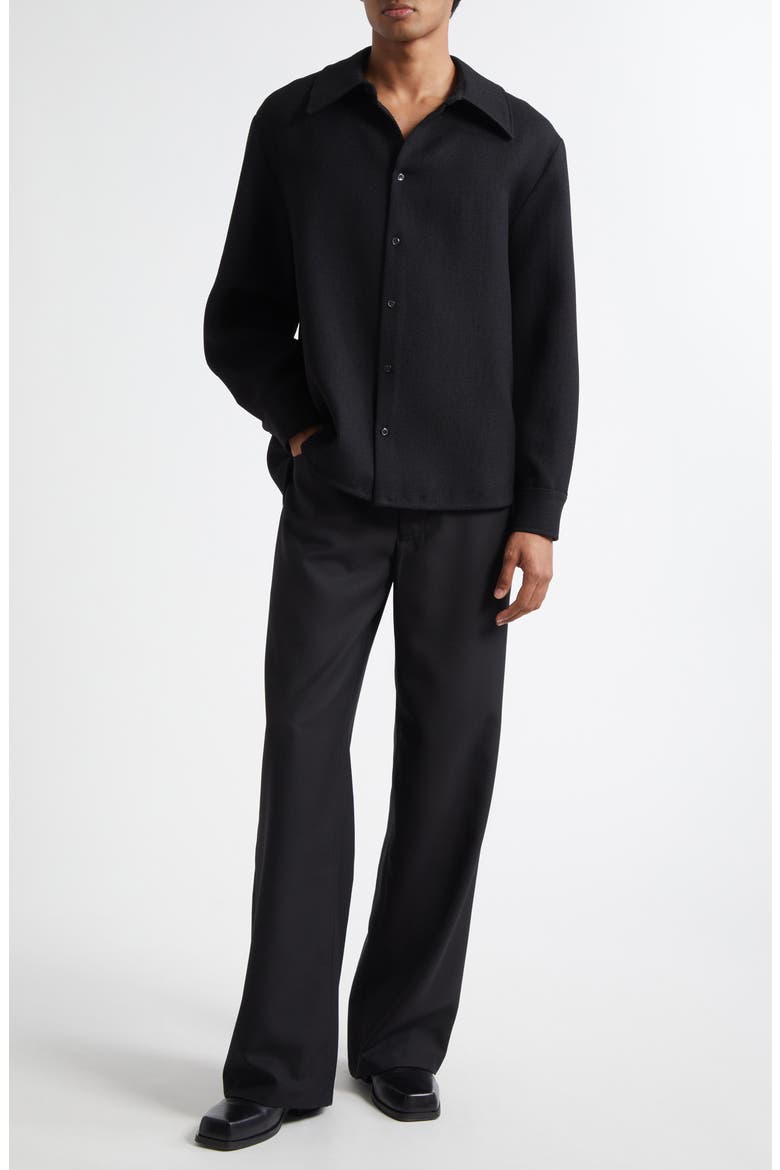 Jiro Wide Leg Twill Trousers, Alternate, color, BLACK WOOL