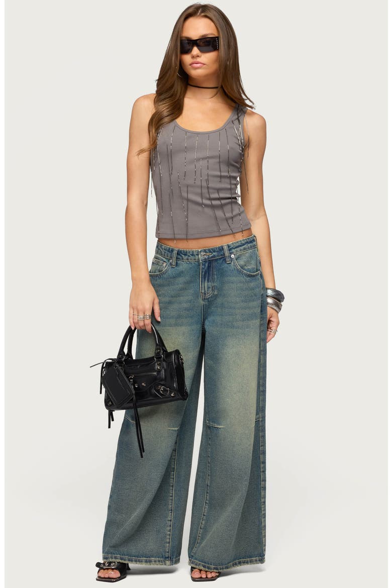 Adjustable Low Rise Baggy Jeans, Alternate, color, DARK-BLUE