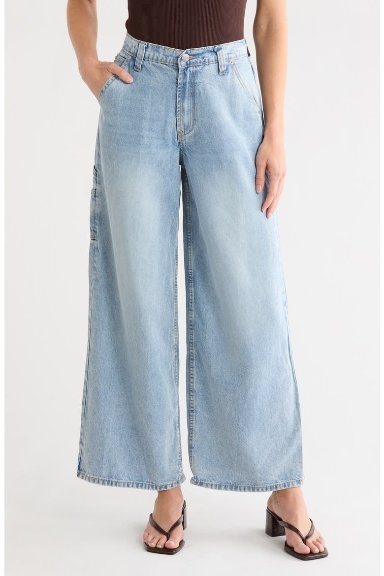 Wide Leg Carpenter Jeans, Main, color, LIGHT WASH DENIM