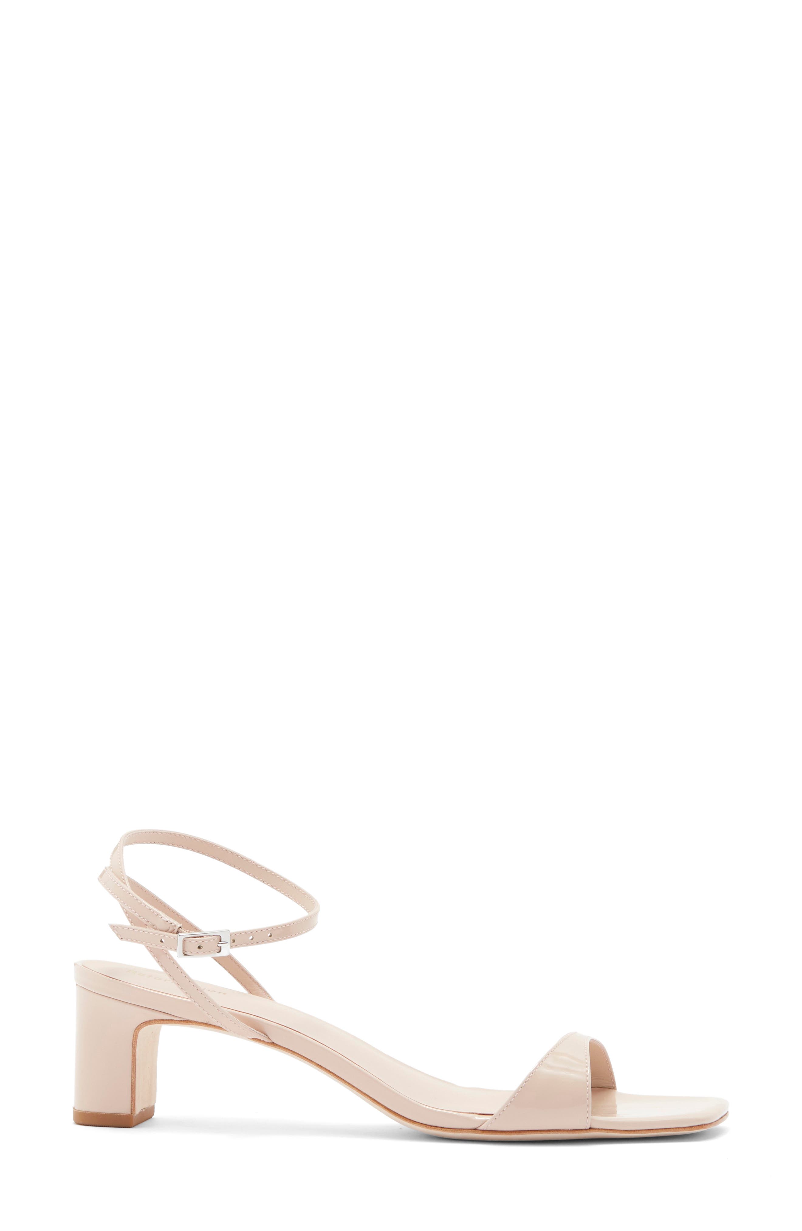 Reformation Sage Ankle Strap Sandal, Alternate, color, Alabaster Patent