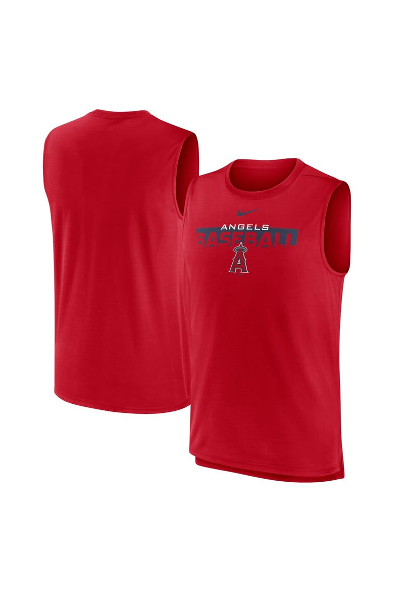 Men's Nike Red Los Angeles Angels Knockout Stack Exceed Muscle Tank Top, Alternate, color, Red