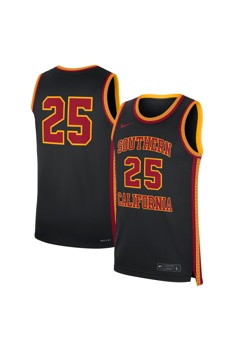 Men's Nike #25 Black USC Trojans Alternate Replica Basketball Jersey, Main, color, Black