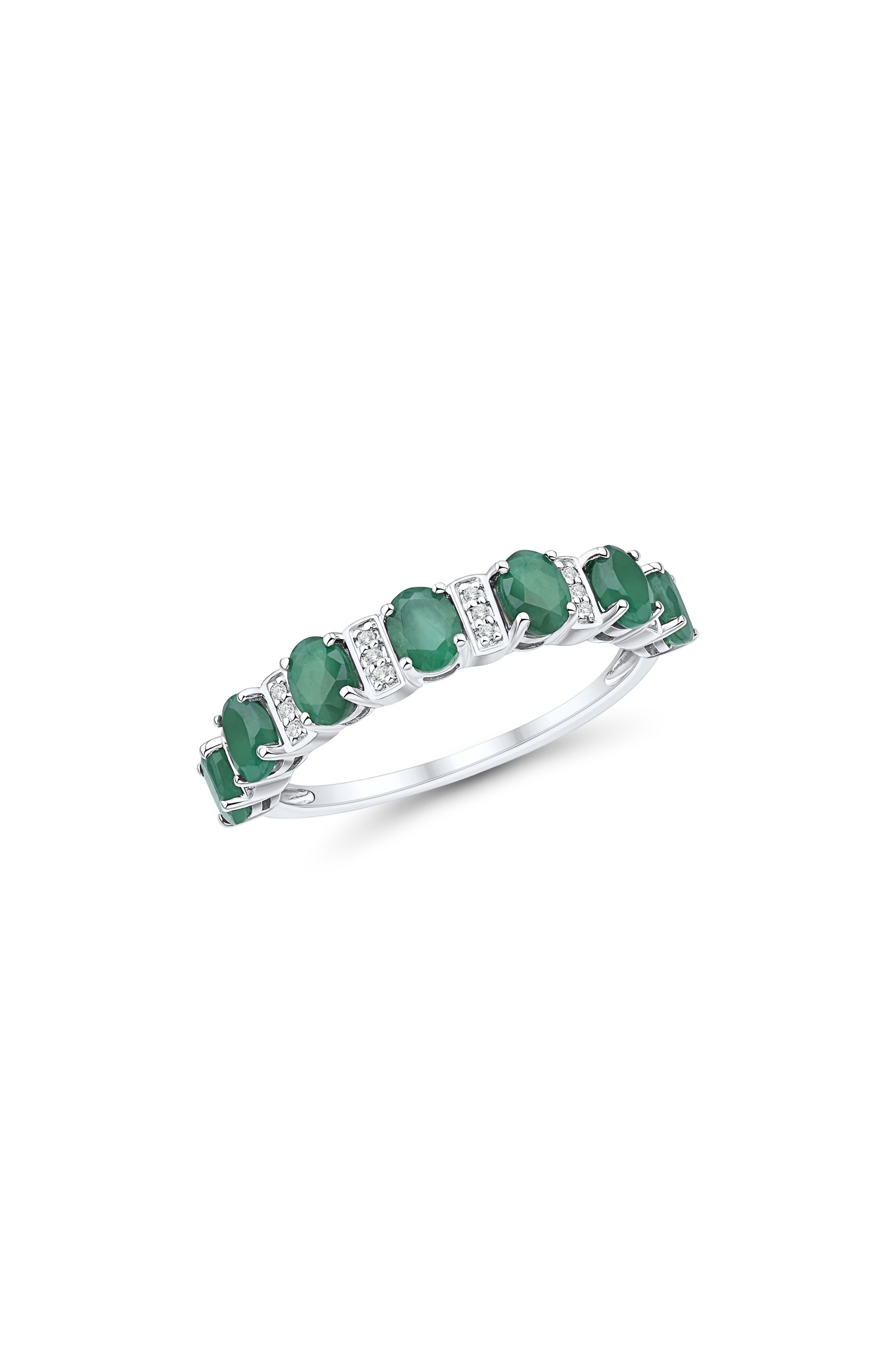 Frankie & Zoe 14K White Gold Emerald & Diamond Ring