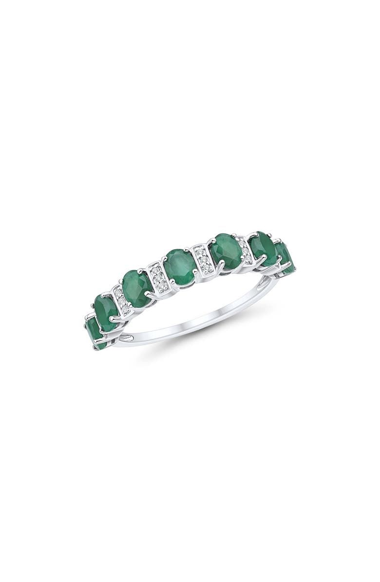 Frankie & Zoe 14K White Gold Emerald & Diamond Ring, Main, color, 
