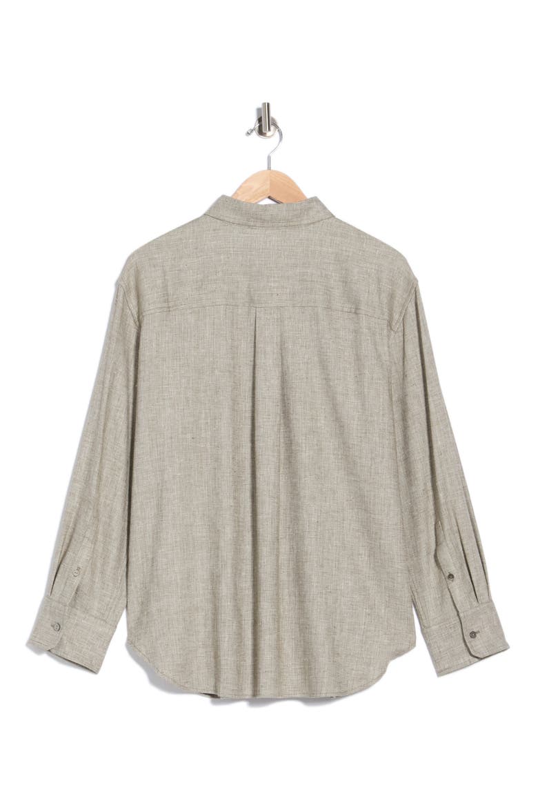 Linen Blend Boyfriend Shirt, Alternate, color, KALAMATA