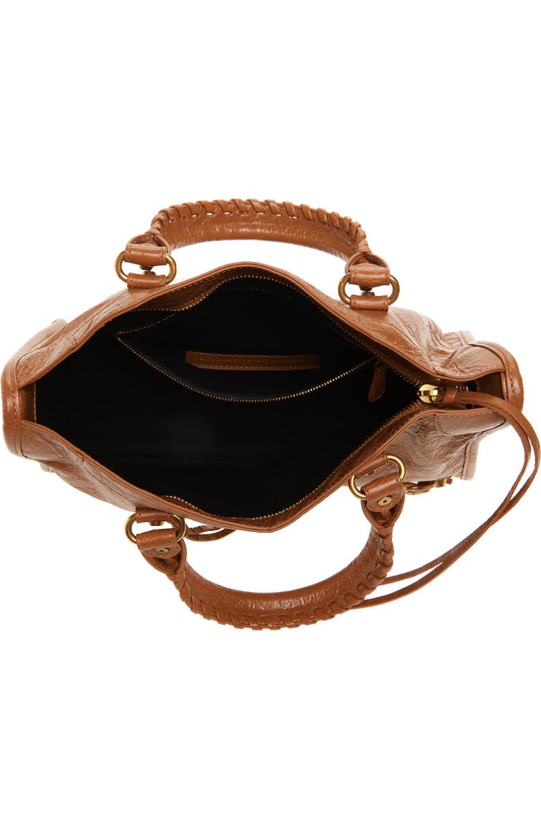 Balenciaga Small Le City Crinkle Leather Satchel, Alternate, color, 2630 Camel